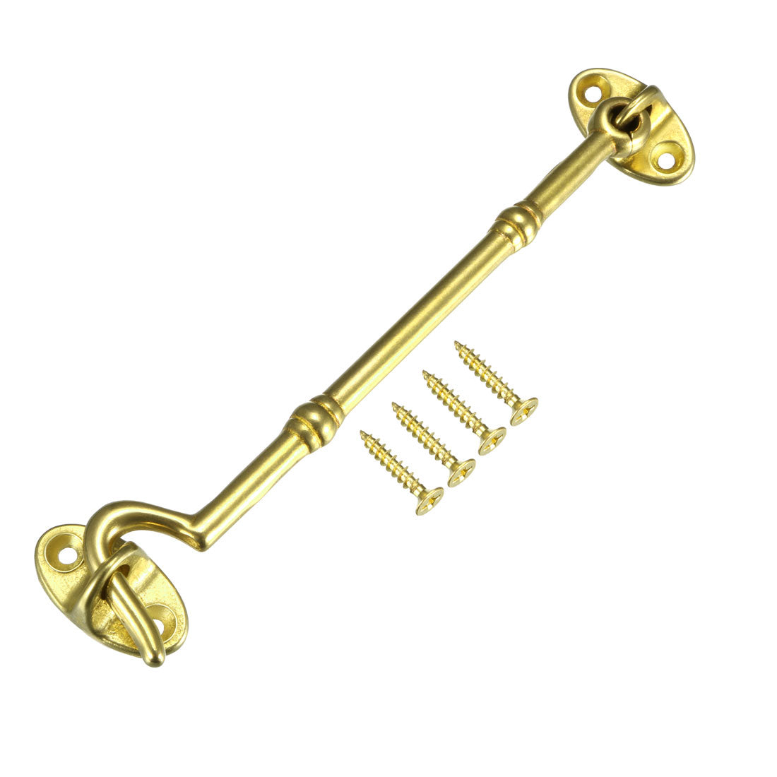 uxcell Uxcell 6" Cabin Hooks Eye Latch Door Gate Swivel Window Brass Hook with Mounting Screws Golden 1pcs