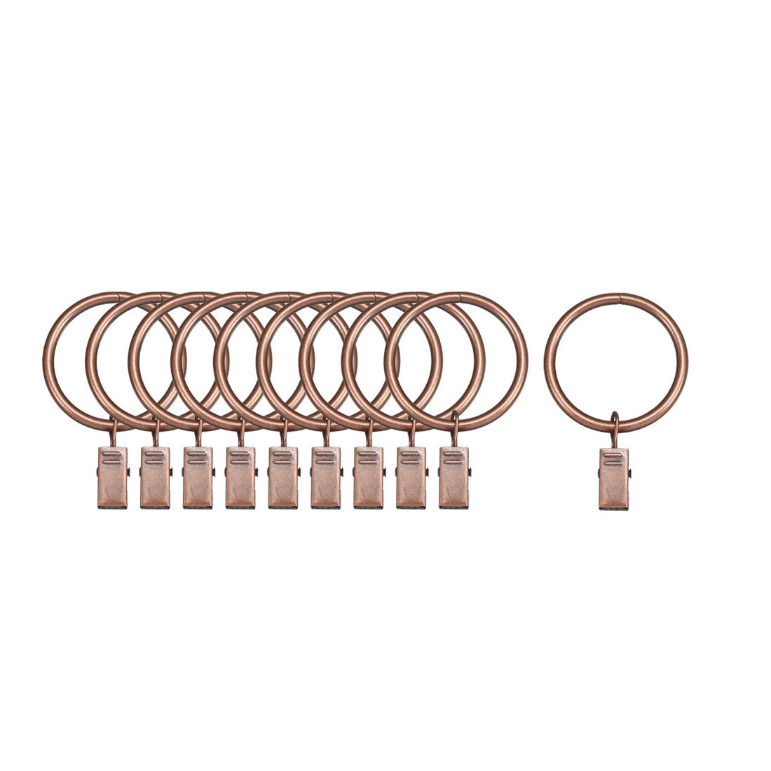 uxcell Uxcell Curtain Rings with Clips Strong Decorative Metal Drapery Shower Rustproof 1.5" Interior Diameter Copper Tone 30pcs