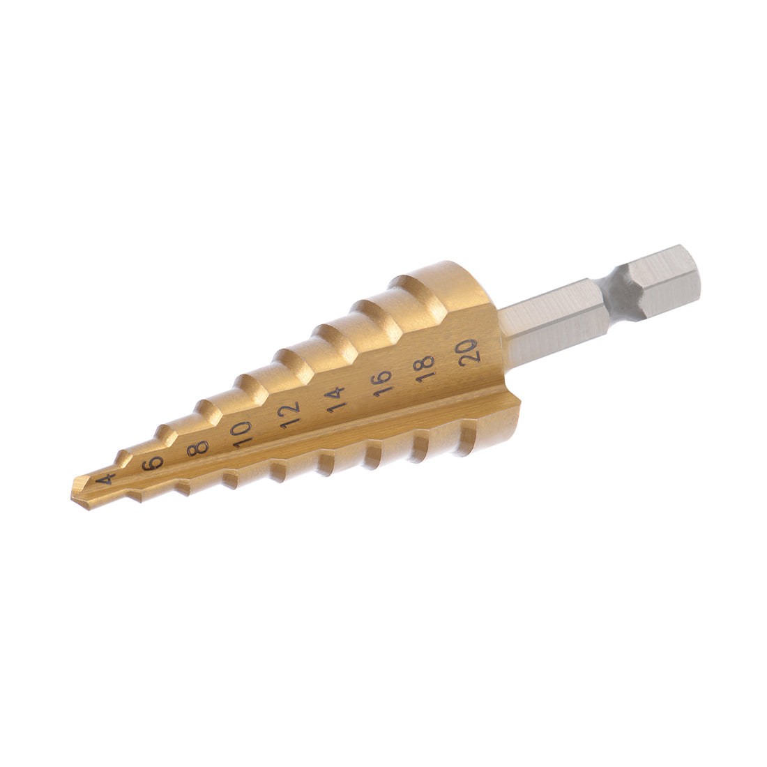 uxcell Uxcell Step Drill Bit HSS 4241 4mm to 20mm 9 Sizes Titanium Coated Straight Flutes Hex Shank for Metal Wood Plastic