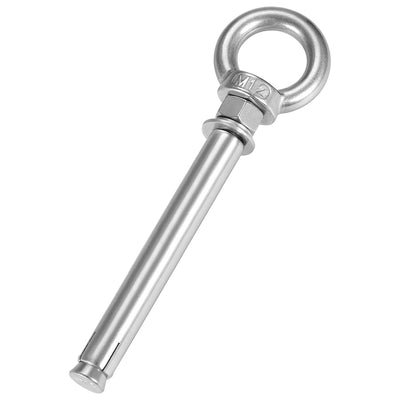 Harfington Uxcell M12 x 150 Expansion Eyebolt Eye Nut Screw with Ring Anchor Raw Bolts 1 Pcs