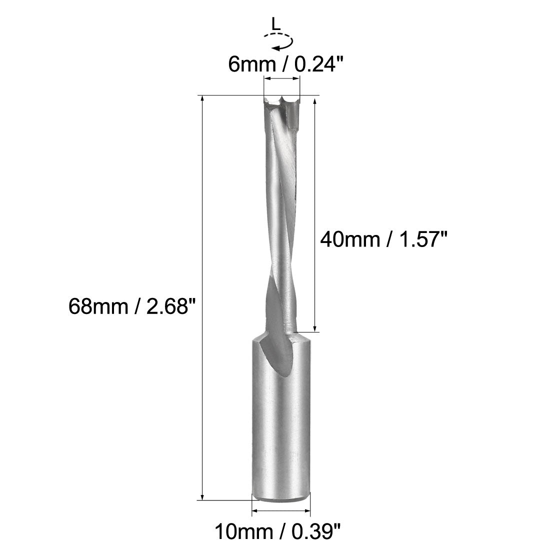 uxcell Uxcell Brad Point Drill Bits for Wood 6mm x 68mm Left Turning Carbide for Woodworking Carpentry Drilling Tool