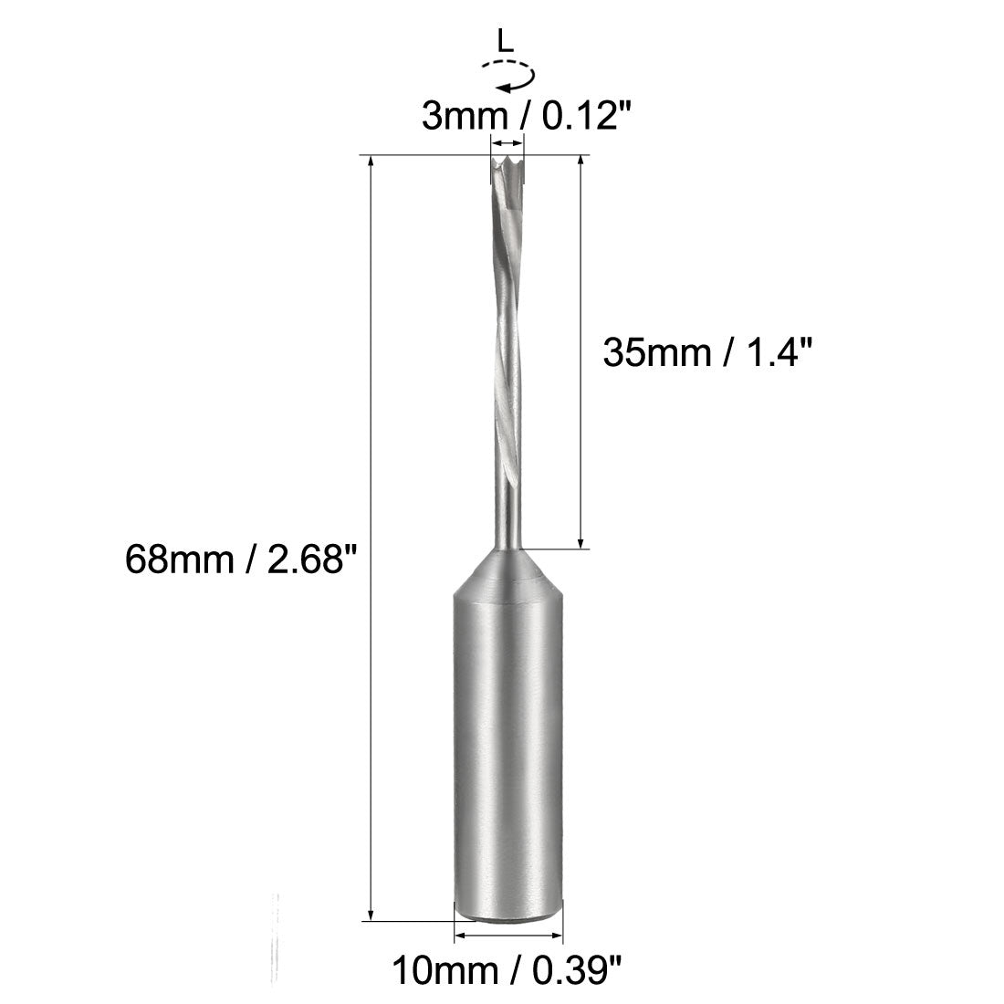 uxcell Uxcell Brad Point Drill Bits for Wood 3mm x 68mm Left Turning Carbide for Woodworking Carpentry Drilling Tool