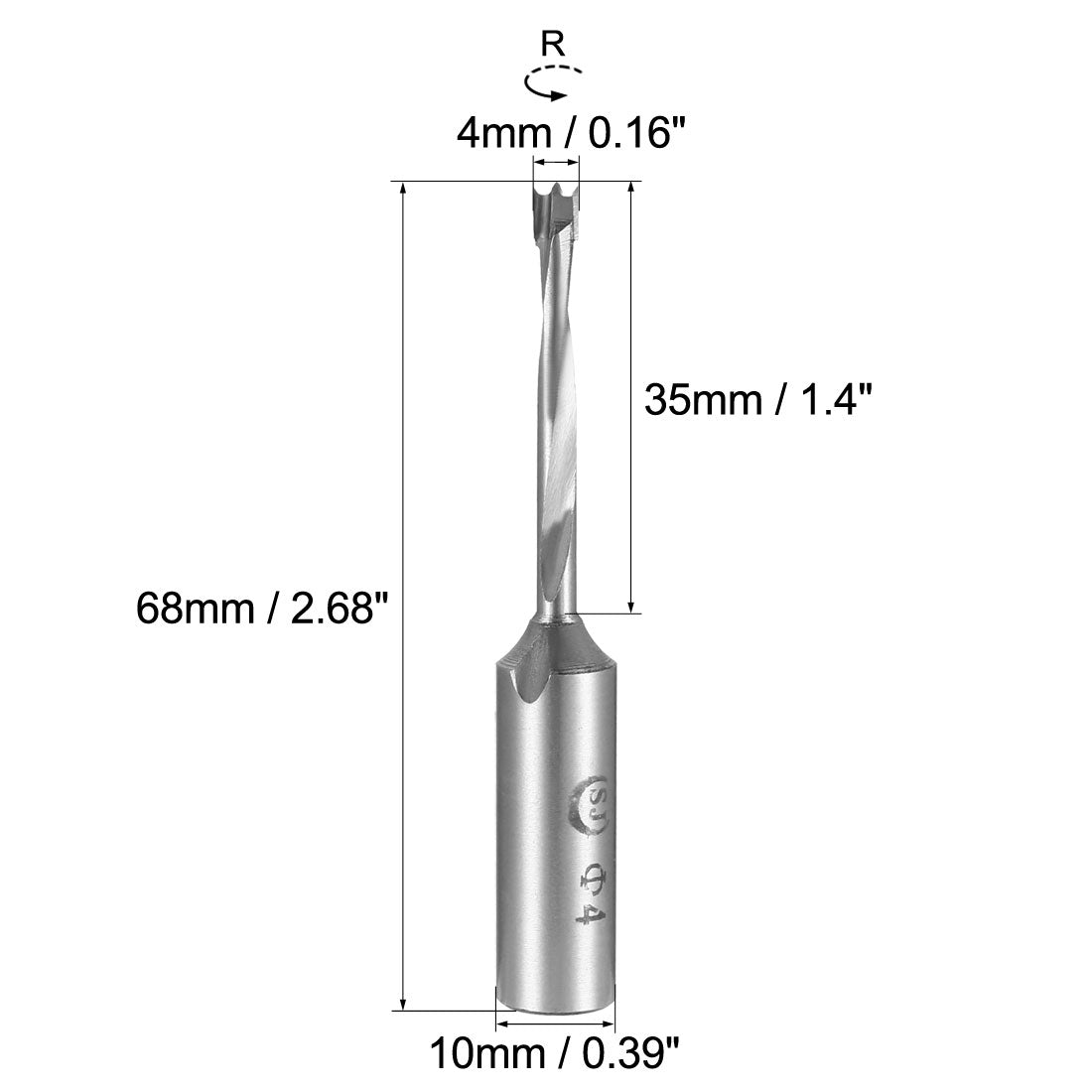 uxcell Uxcell Brad Point Drill Bits for Wood 4mm x 68mm Right Turning Carbide for Woodworking Carpentry Drilling Tool