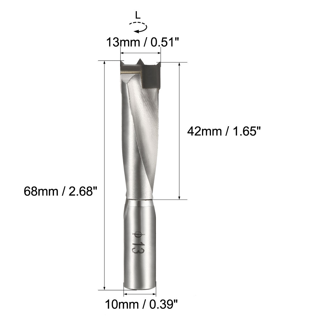 uxcell Uxcell Brad Point Drill Bits for Wood 13mm x 68mm Left Turning Carbide for Woodworking Carpentry Drilling Tool