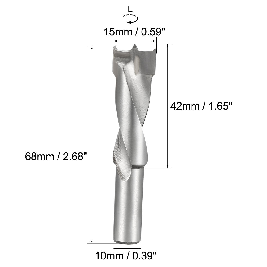 uxcell Uxcell Brad Point Drill Bits for Wood 15mm x 68mm Left Turning Carbide for Woodworking Carpentry Drilling Tool