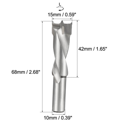 Harfington Uxcell Brad Point Drill Bits for Wood 15mm x 68mm Left Turning Carbide for Woodworking Carpentry Drilling Tool