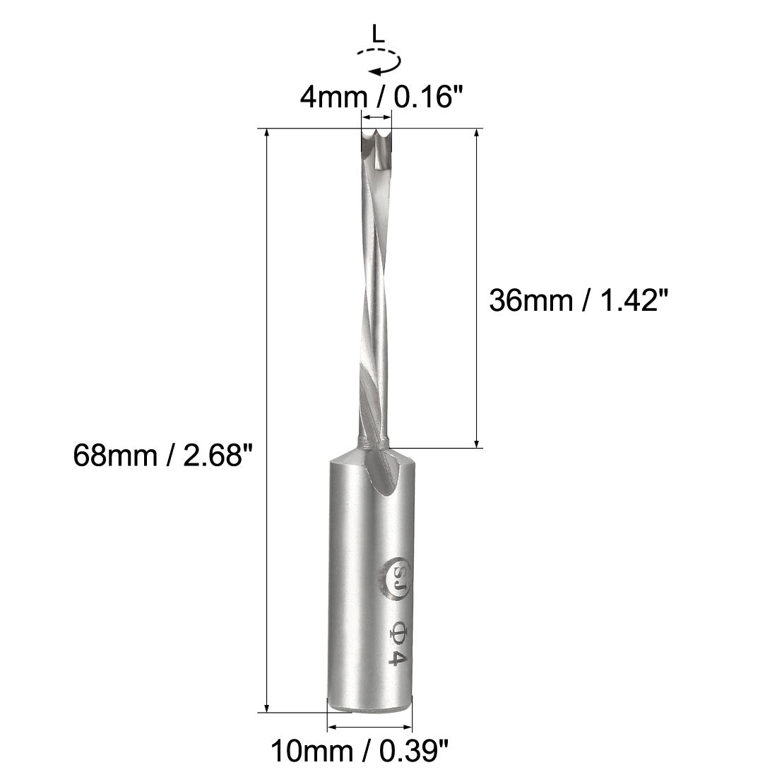 uxcell Uxcell Brad Point Drill Bits for Wood 4mm x 68mm Left Turning Carbide for Woodworking Carpentry Drilling Tool