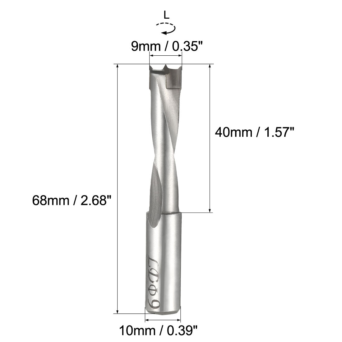 uxcell Uxcell Brad Point Drill Bits for Wood 9mm x 68mm Left Turning Carbide for Woodworking Carpentry Drilling Tool