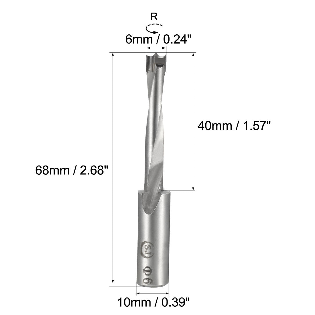 uxcell Uxcell Brad Point Drill Bits for Wood 6mm x 68mm Right Turning Carbide for Woodworking Carpentry Drilling Tool