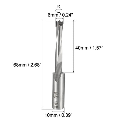 Harfington Uxcell Brad Point Drill Bits for Wood 6mm x 68mm Right Turning Carbide for Woodworking Carpentry Drilling Tool