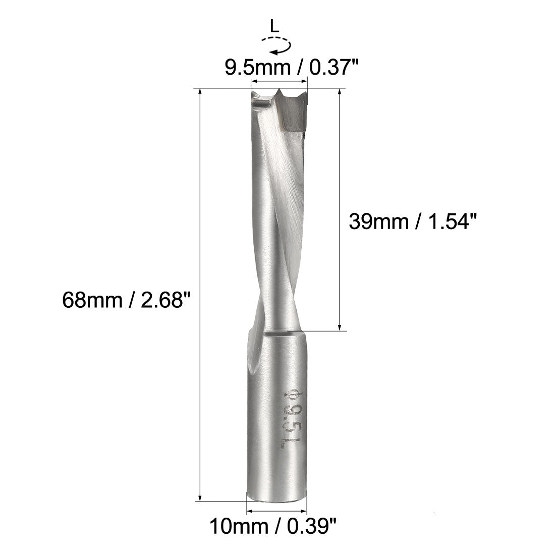 uxcell Uxcell Brad Point Drill Bits for Wood 9.5mm x 68mm Left Turning Carbide for Woodworking Carpentry Drilling Tool