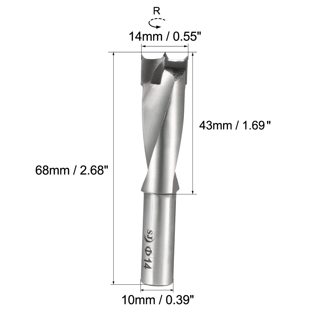 uxcell Uxcell Brad Point Drill Bits for Wood 14mm x 68mm Right Turning Carbide for Woodworking Carpentry Drilling Tool