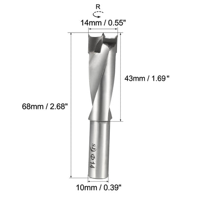 Harfington Uxcell Brad Point Drill Bits for Wood 14mm x 68mm Right Turning Carbide for Woodworking Carpentry Drilling Tool