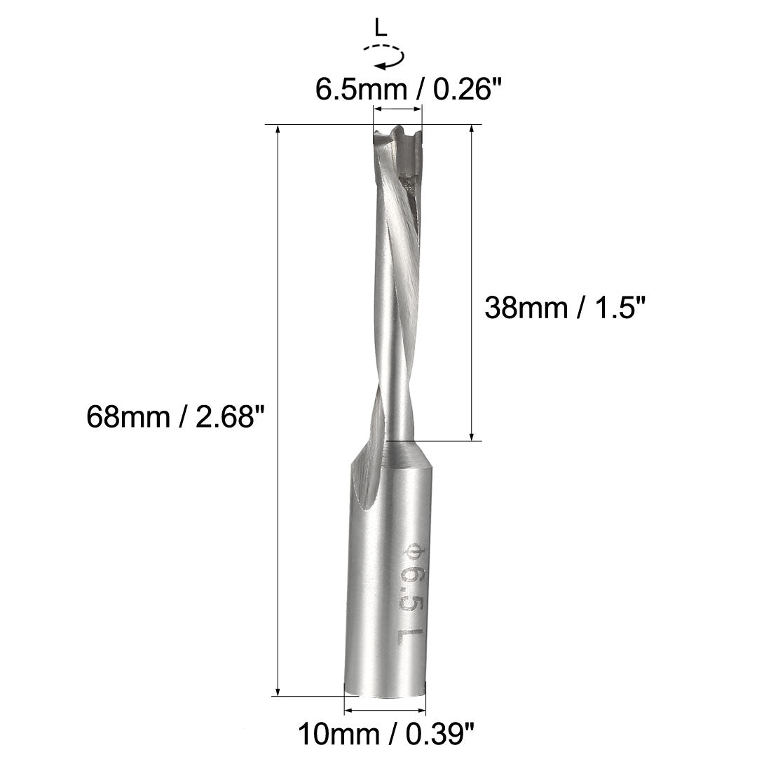 uxcell Uxcell Brad Point Drill Bits for Wood 6.5mm x 68mm Left Turning Carbide for Woodworking Carpentry Drilling Tool