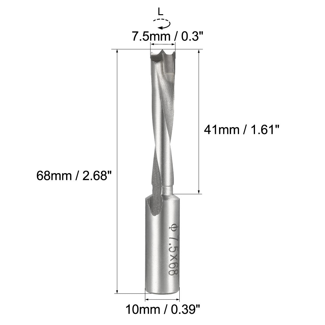 uxcell Uxcell Brad Point Drill Bits for Wood 7.5mm x 68mm Left Turning Carbide for Woodworking Carpentry Drilling Tool