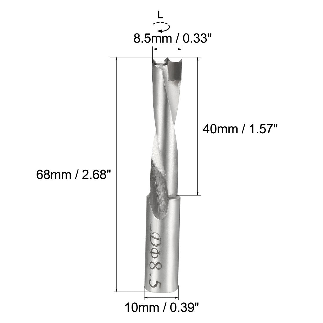 uxcell Uxcell Brad Point Drill Bits for Wood 8.5mm x 68mm Left Turning Carbide for Woodworking Carpentry Drilling Tool