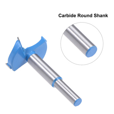 Harfington Uxcell Forstner Wood Boring Drill Bits 40mm Dia Hole Saw Carbide Tip Round Shank Cutting for Hinge Plywood MDF CNC Tool 2pc