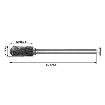 Harfington Uxcell Tungsten Carbide Double Cut Rotary File Radius Cylinder Shape w 1/8" Shank 3pcs