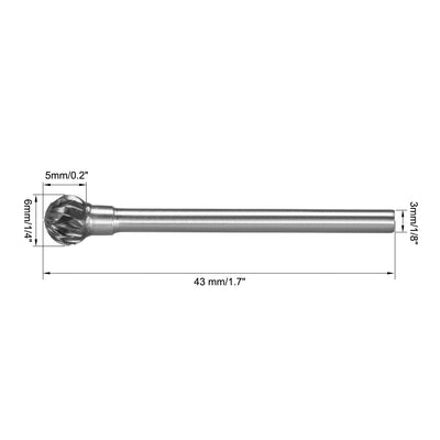 Harfington Uxcell Tungsten Carbide Double Cut Rotary Burrs File Ball Shape with 1/8" Shank 3pcs