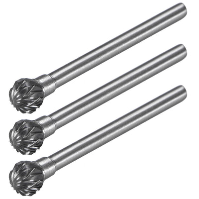 Harfington Uxcell Tungsten Carbide Double Cut Rotary Burrs File Ball Shape with 1/8" Shank 3pcs