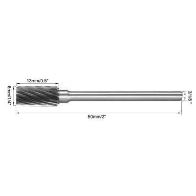 Harfington Uxcell Tungsten Carbide Single Cut Rotary Burrs File Cylinder Shape w 1/8" Shank 3pcs