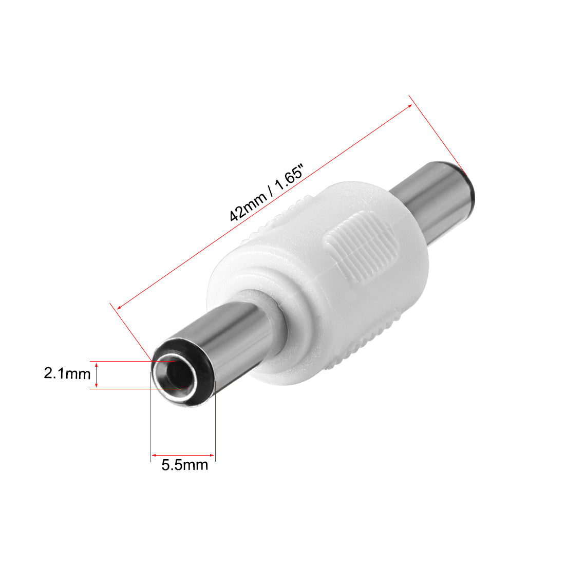 uxcell Uxcell 5Pcs DC Male to Male Connector 5.5mm x 2.1mm Power Cable Jack Adapter White