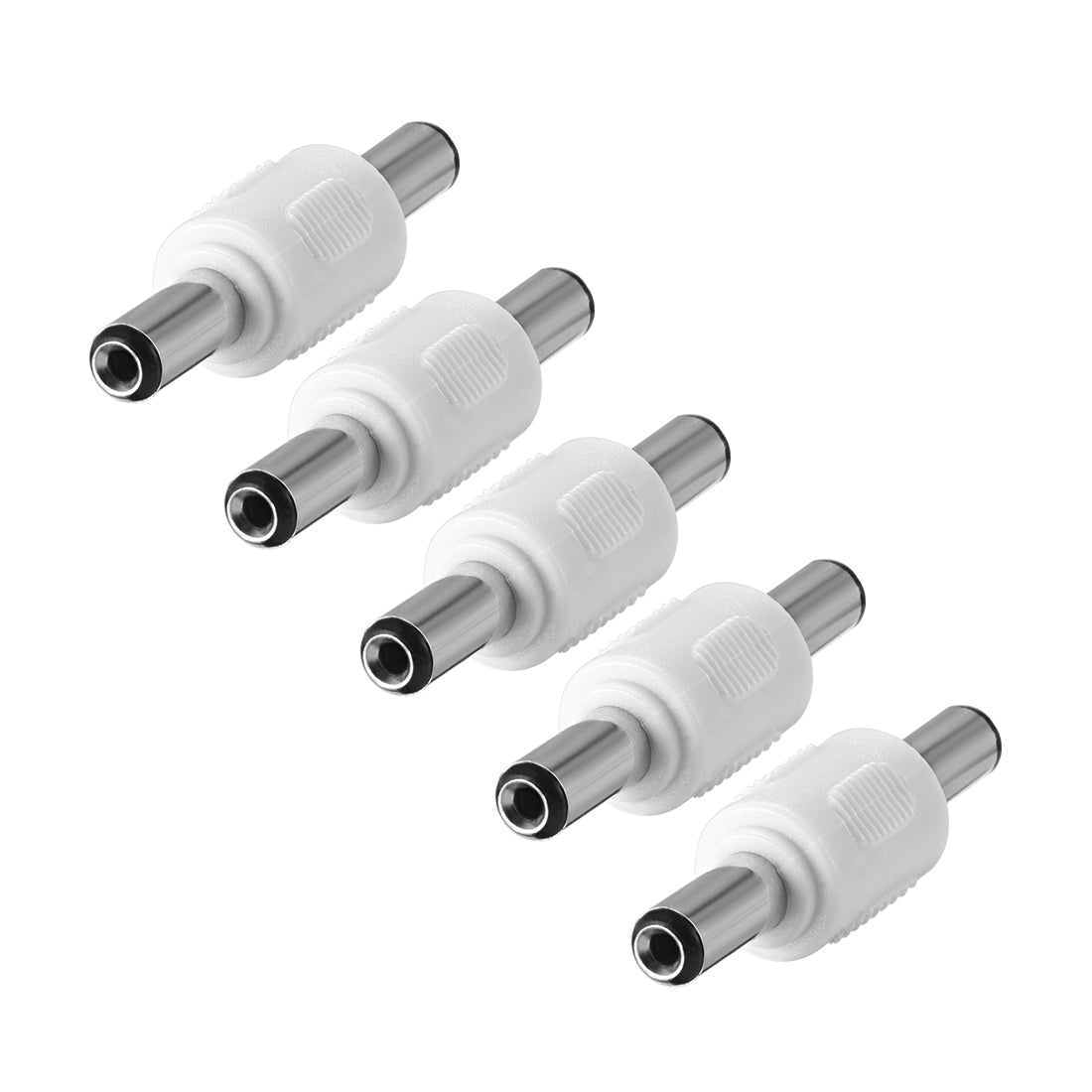 uxcell Uxcell 5Pcs DC Male to Male Connector 5.5mm x 2.1mm Power Cable Jack Adapter White