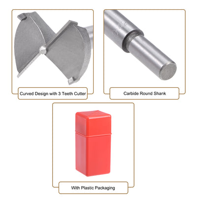 Harfington Uxcell Forstner Wood Boring Drill Bits 42mm Dia Hole Saw Carbide Tip Round Shank Cutting for Hinge Plywood MDF CNC Tool