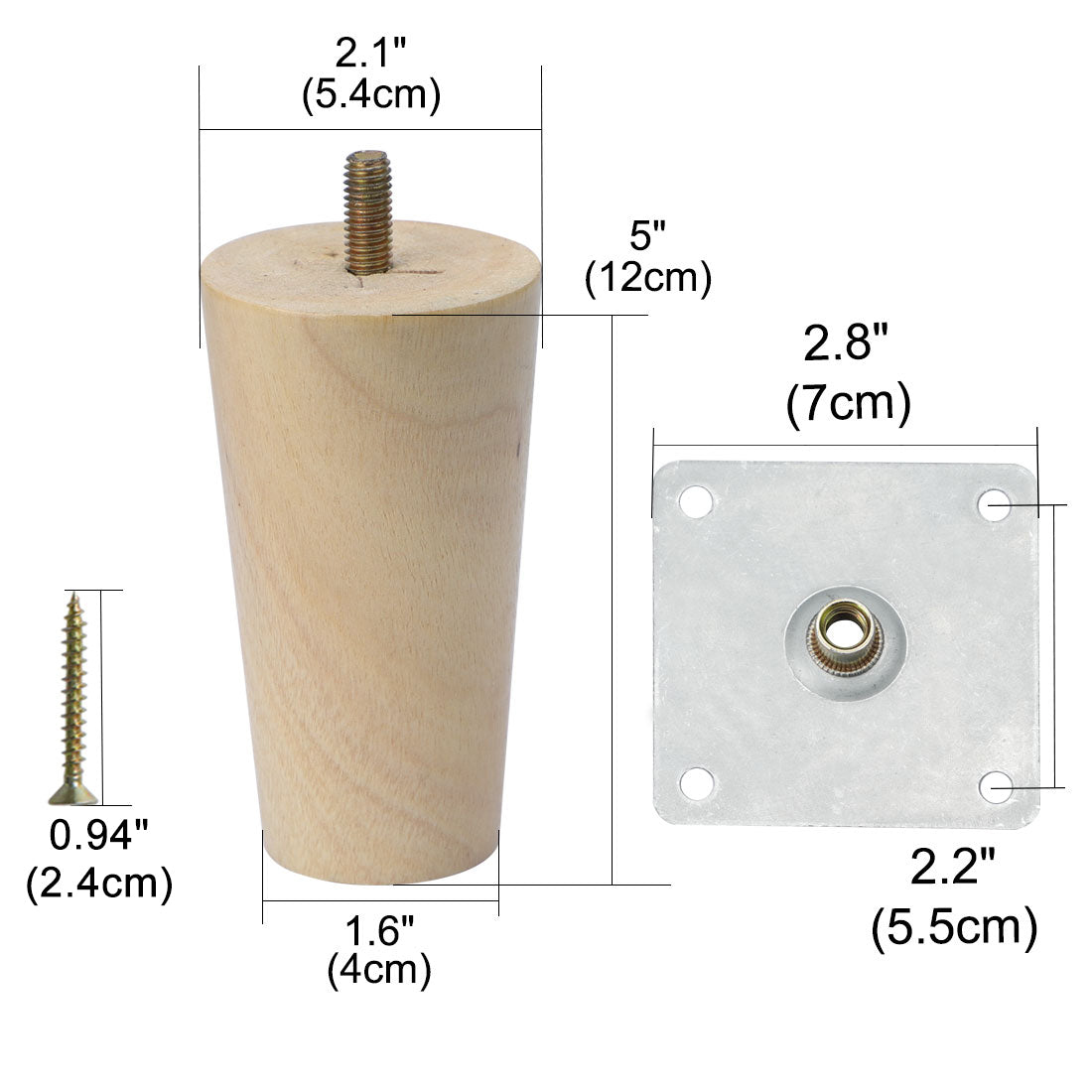 uxcell Uxcell Round Solid Wood Furniture Leg Desk Feet Adjuster Replacement Set of 5