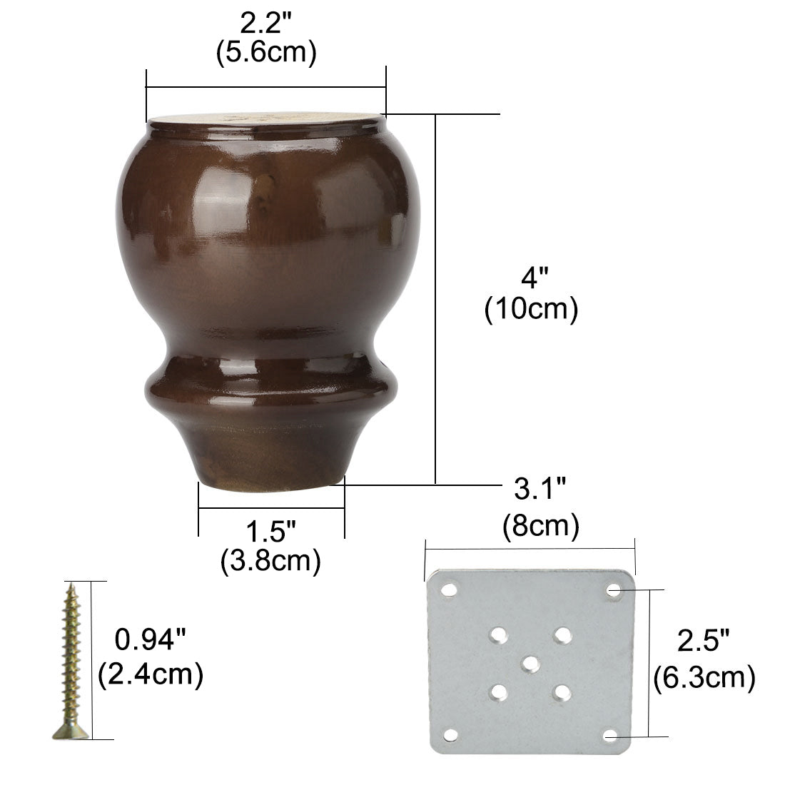 uxcell Uxcell Solid Wood Furniture Leg Bench Chair Table Cabinet Feet Replacement Adjuster