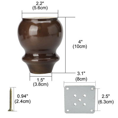 Harfington Uxcell Solid Wood Furniture Leg Bench Chair Table Cabinet Feet Replacement Adjuster