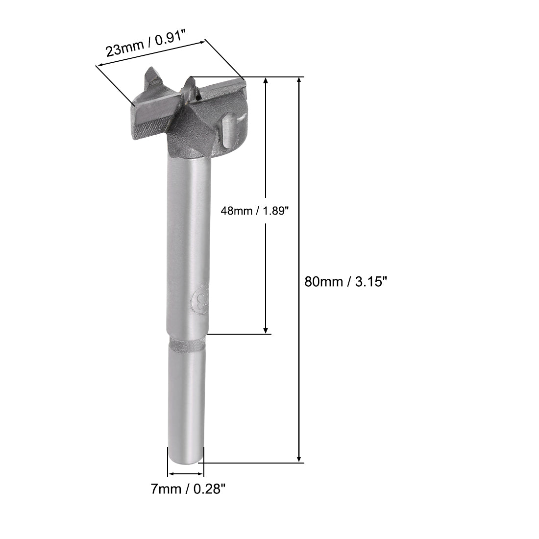 uxcell Uxcell Forstner Wood Boring Drill Bits 23mm Dia. Hole Saw Carbide Tip Round Shank Cutting for Hinge Plywood MDF CNC Tool