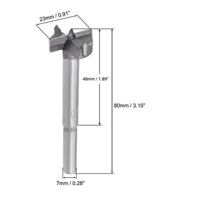 Harfington Uxcell Forstner Wood Boring Drill Bits 23mm Dia. Hole Saw Carbide Tip Round Shank Cutting for Hinge Plywood MDF CNC Tool