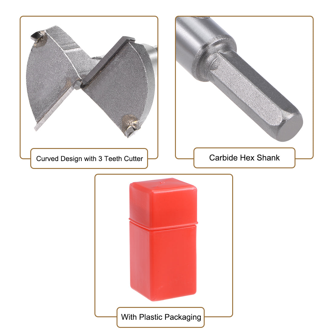 Harfington Forstner Wood Boring Drill Bits Hole Saw Carbide Tip Hexagon Shank Cutting for Hinge Plywood MDF CNC Tool