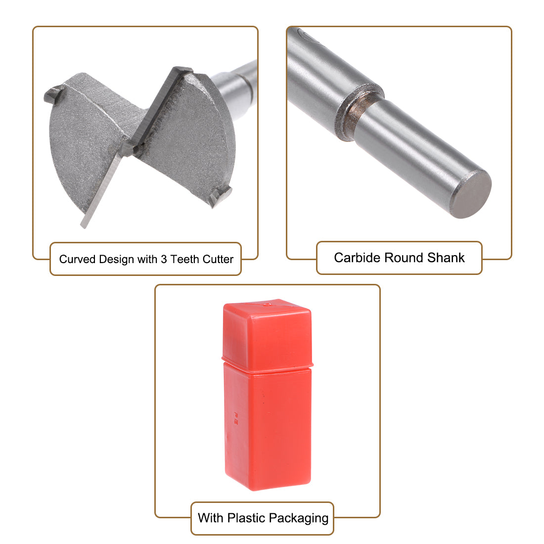 uxcell Uxcell Forstner Wood Boring Drill Bits 40mm Dia. Hole Saw Carbide Tip Round Shank Cutting for Hinge Plywood MDF CNC Tool