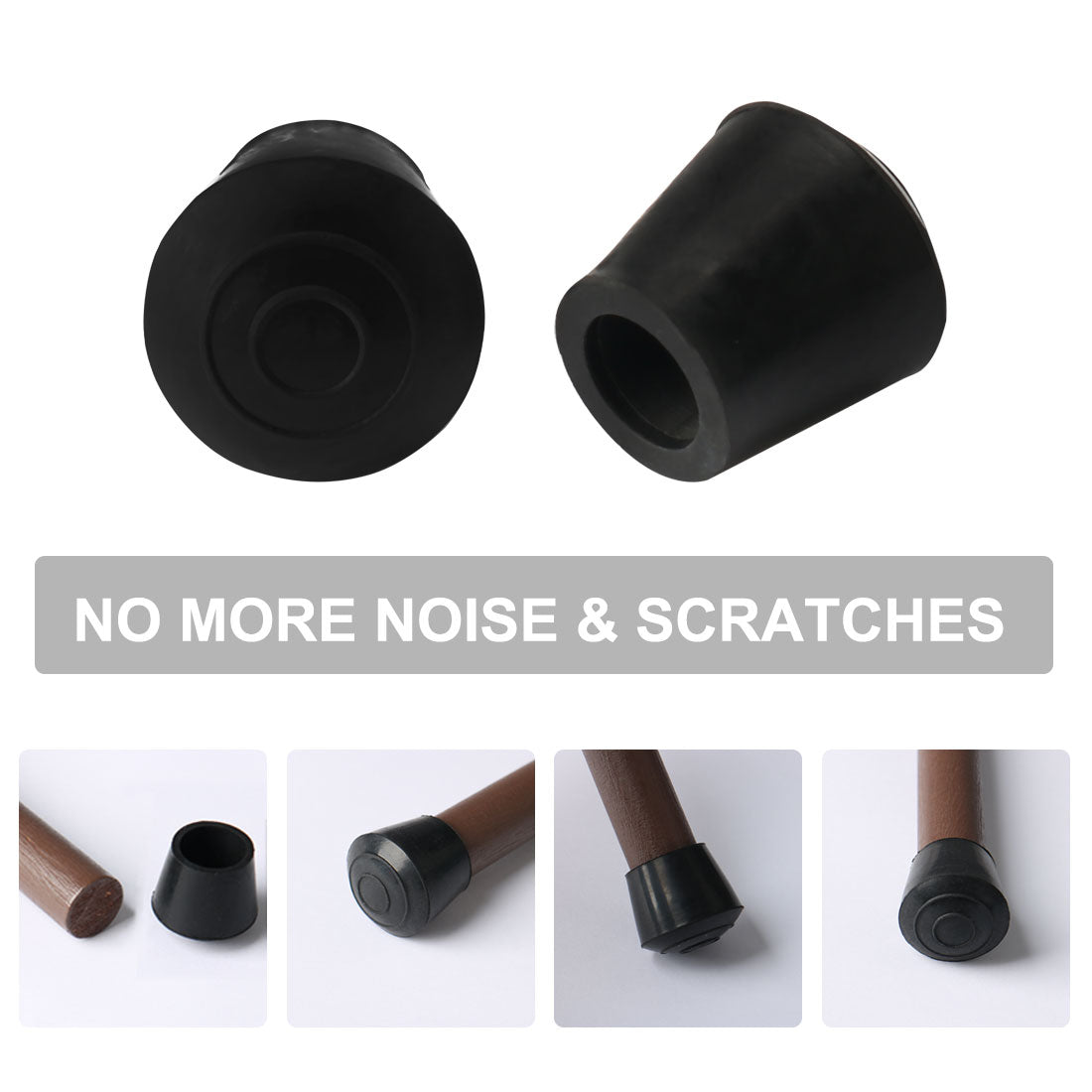 uxcell Uxcell Rubber Leg Cap Tip Cup Feet Cover 9.5mm Inner Dia 50pcs for Furniture Chair