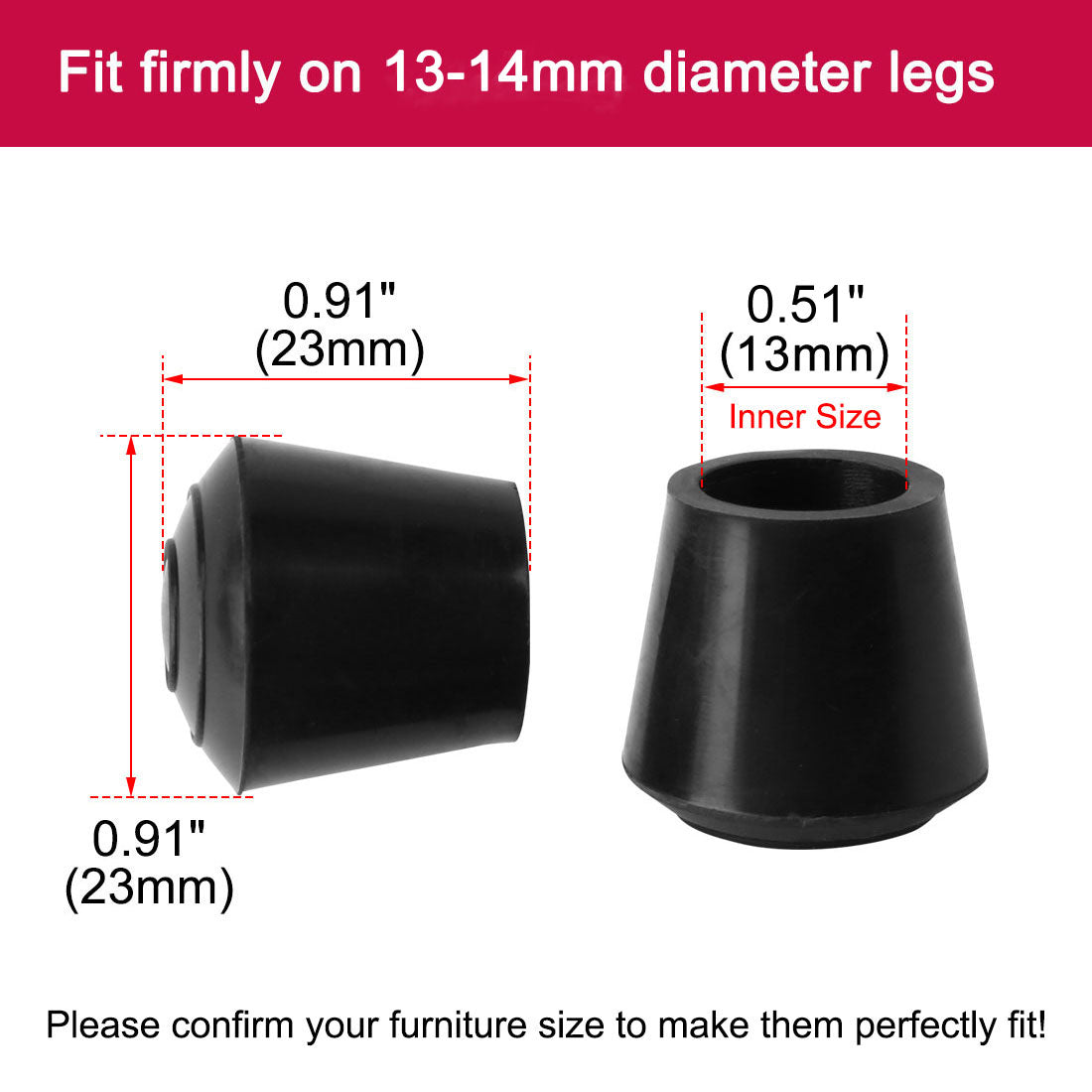 uxcell Uxcell Round Rubber Leg Cap End Tip Cover Furniture Chair Feet Floor Protector 40pcs