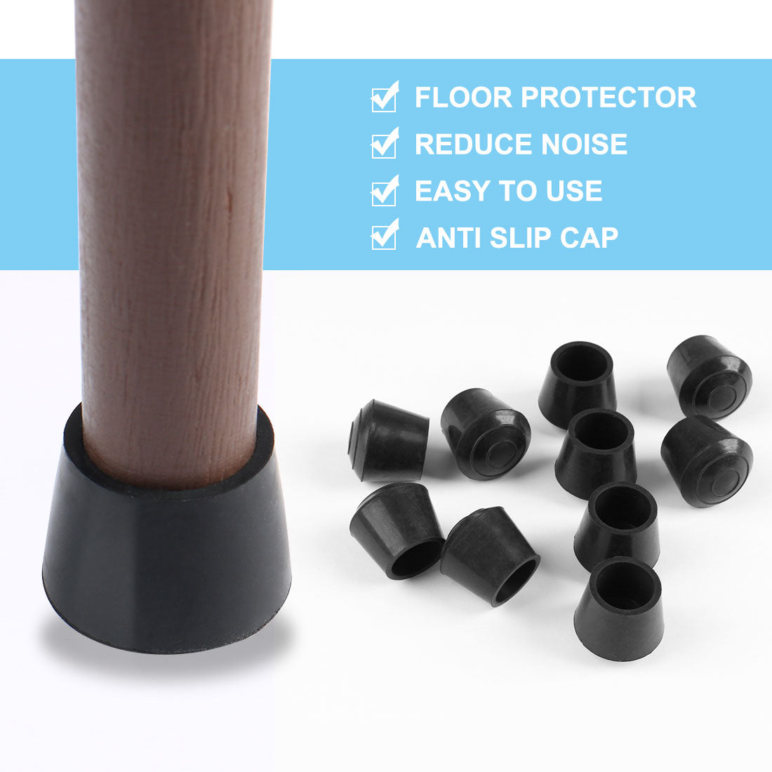 uxcell Uxcell Round Rubber Leg Cap End Tip Cover Furniture Chair Feet Floor Protector 40pcs