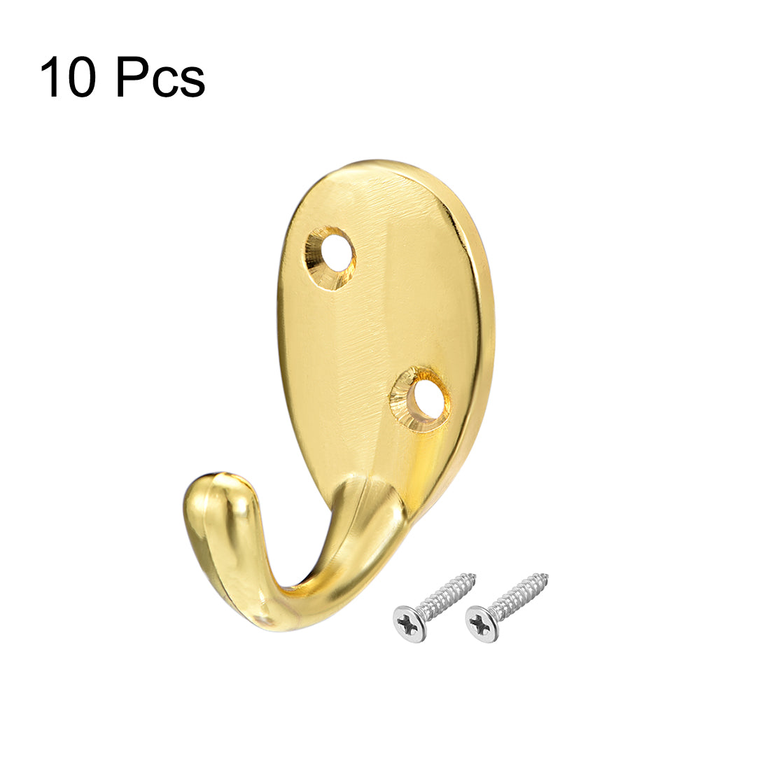 uxcell Uxcell 10 Pcs Wall Mounted Hook Robe Hooks Single Coat Hanger, Zinc Alloy, Gold Tone