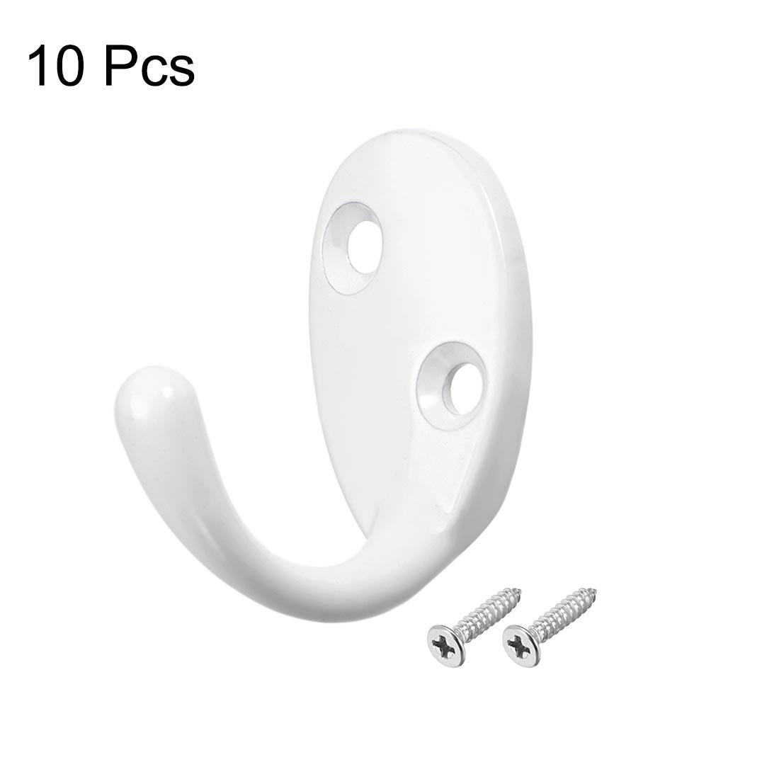 uxcell Uxcell 10 Pcs Wall Mounted Hook Robe Hooks Single Coat Hanger Hanging, Zinc Alloy, White