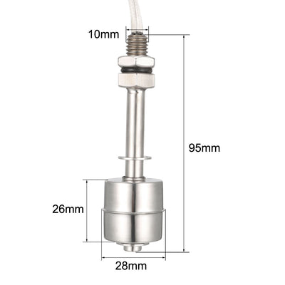 Harfington Uxcell Stainless Steel Float Switch 95mm Fish Tank Vertical Water Level Sensor