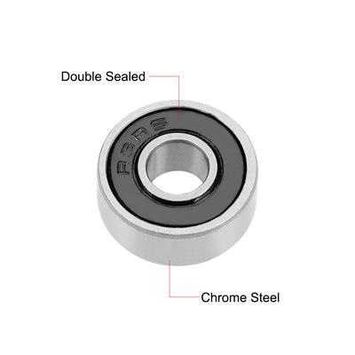 Harfington Uxcell Deep Groove Ball Bearings Double Sealed Chrome Steel P0 Z1