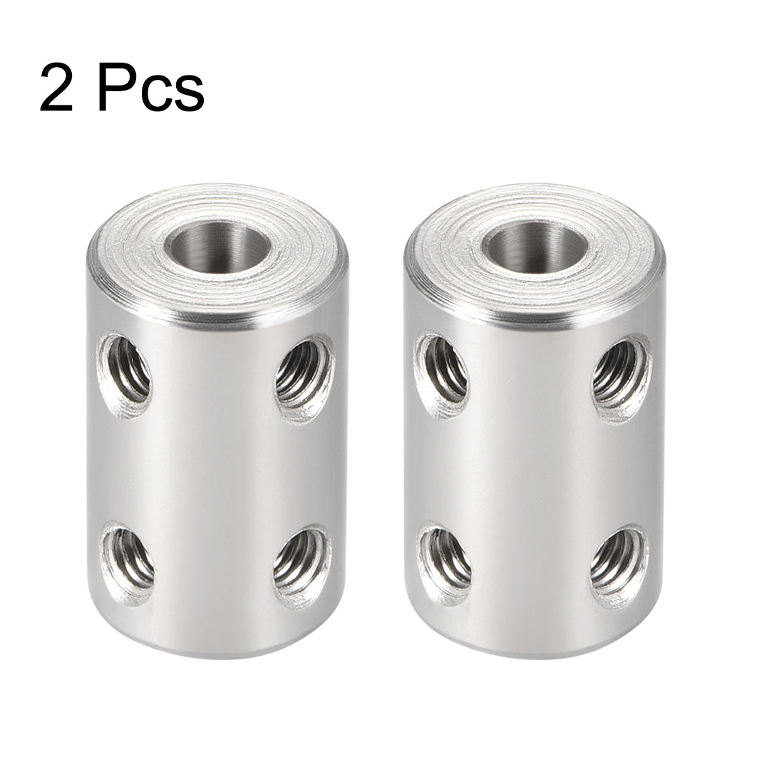 uxcell Uxcell Shaft Coupling 5mm to 5mm Bore L22xD14 Robot Motor Wheel Rigid Coupler Connector Silver Tone 2 Pcs