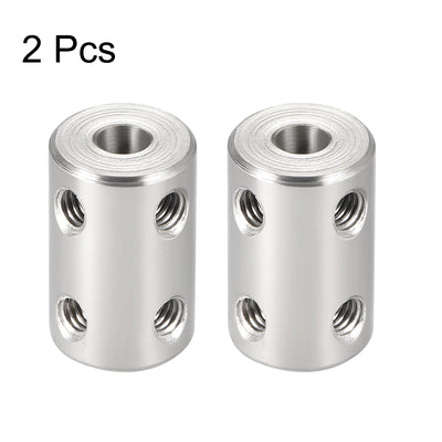 Harfington Uxcell Shaft Coupling 5mm to 5mm Bore L22xD14 Robot Motor Wheel Rigid Coupler Connector Silver Tone 2 Pcs