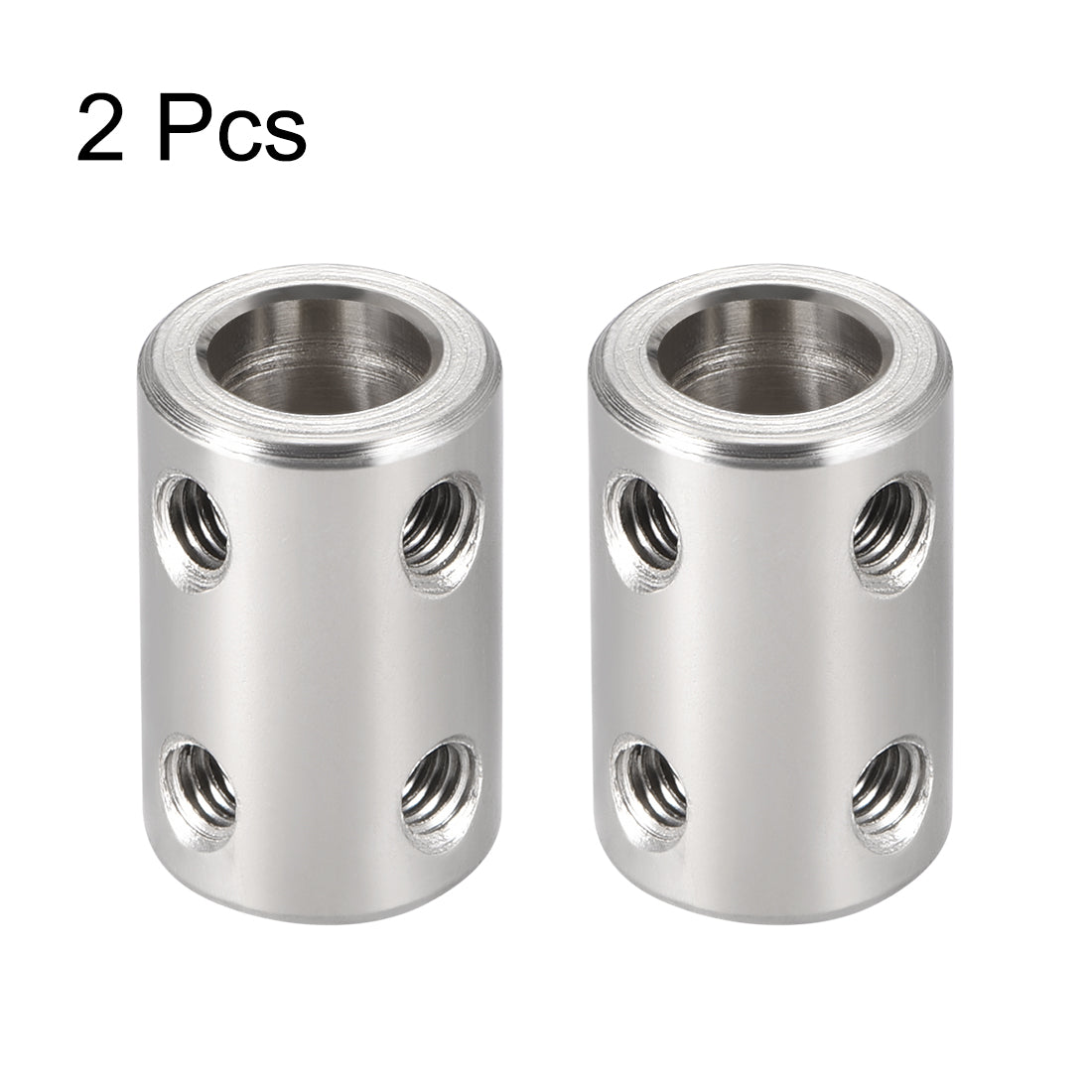 uxcell Uxcell Shaft Coupling 8mm to 8mm Bore L22xD14 Robot Motor Wheel Rigid Coupler Connector Silver Tone 2 Pcs