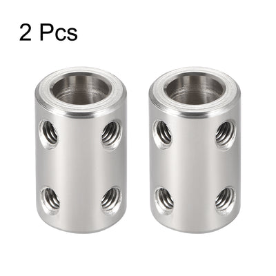 Harfington Uxcell Shaft Coupling 8mm to 8mm Bore L22xD14 Robot Motor Wheel Rigid Coupler Connector Silver Tone 2 Pcs