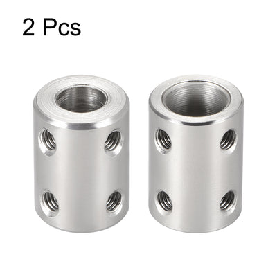 Harfington Uxcell Shaft Coupling 8mm to 10mm L22xD16 Robot Motor Wheel Rigid Coupler Connector Silver Tone 2 Pcs