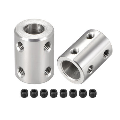 Harfington Uxcell Shaft Coupling 8mm to 10mm L22xD16 Robot Motor Wheel Rigid Coupler Connector Silver Tone 2 Pcs