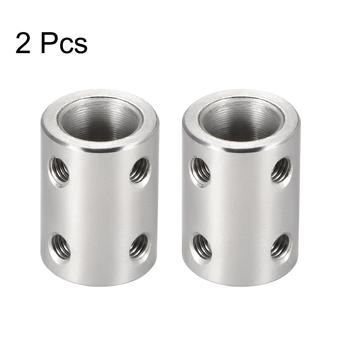 uxcell Uxcell Shaft Coupling 10mm to 10mm L22xD16 Robot Motor Wheel Rigid Coupler Connector Silver Tone 2 Pcs