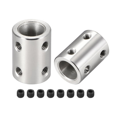 Harfington Uxcell Shaft Coupling 10mm to 10mm L22xD16 Robot Motor Wheel Rigid Coupler Connector Silver Tone 2 Pcs